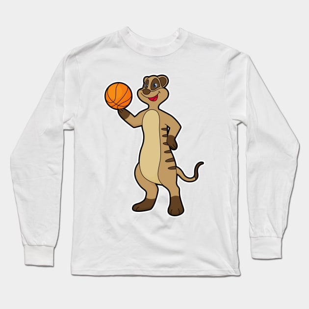 Meerkat at Basketball Sports Long Sleeve T-Shirt by Markus Schnabel